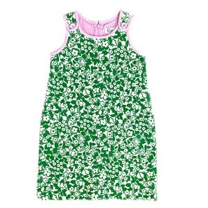 Lilly Pulitzer Vintage  girl's green and white floral corduroy jumper dress 7